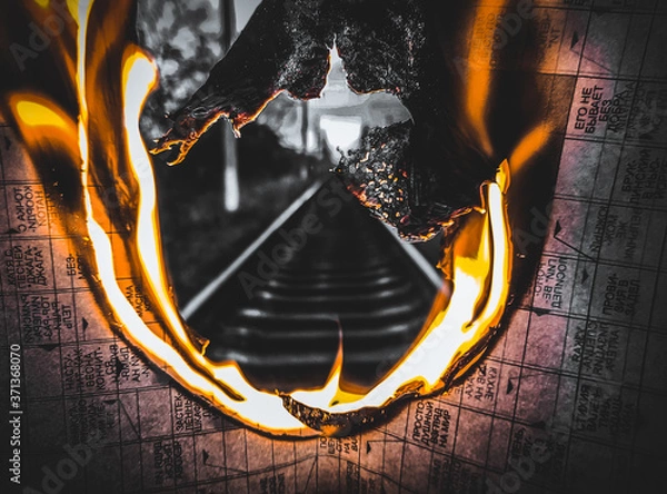 Obraz burning paper with a fire