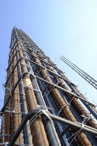 Obraz Reinforcement of column in one of the ongoing construction site.