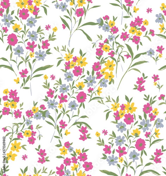 Fototapeta weet Ditsy Florals and Leaves Small Flowers Seamless Pattern Trendy Elegant Colors Perfect for Fashion and Wrapping Paper Print