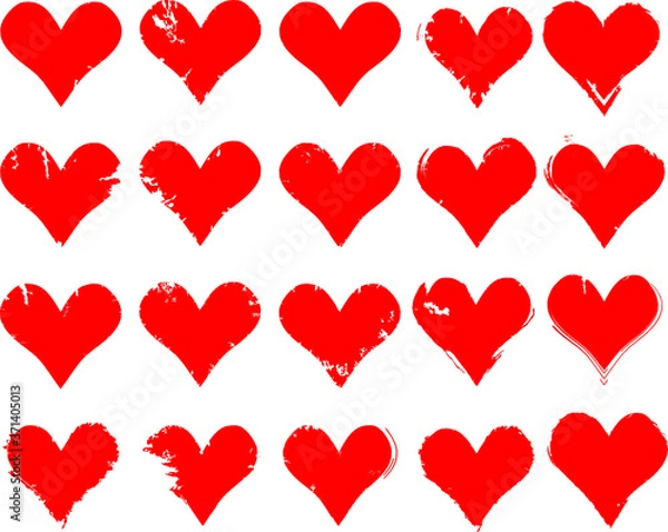 Fototapeta Set of Hearts . Grunge stamps collection.love Shapes for your design.Distressed symbols. Textured Valentine's Day signs.Vector illustration.