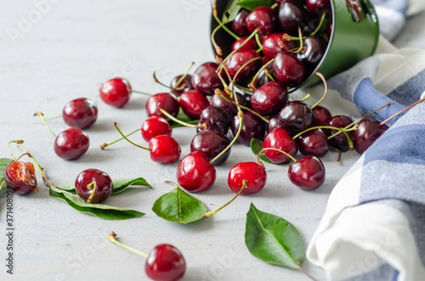 Obraz Fresh cherry pattern background with copy space.