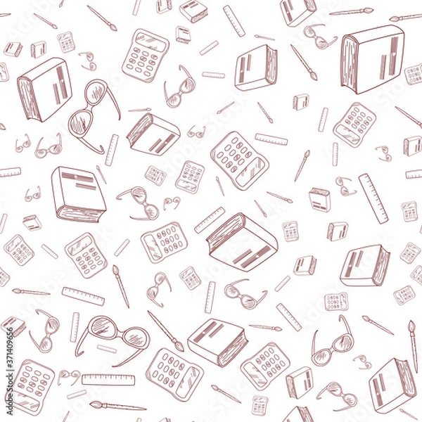 Fototapeta Seamless pattern for school design. Clip art from school accessories vector.
