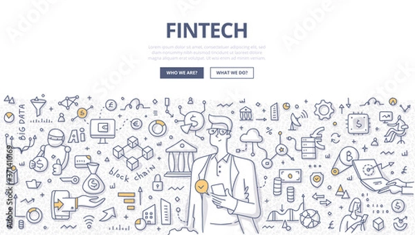Fototapeta Koncepcja Doodle Fintech