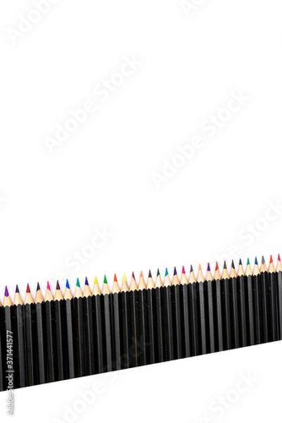 Obraz coloured pencils top view isolated