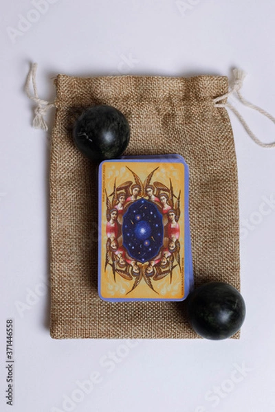 Fototapeta Deck of oracle Lenormand on a bag