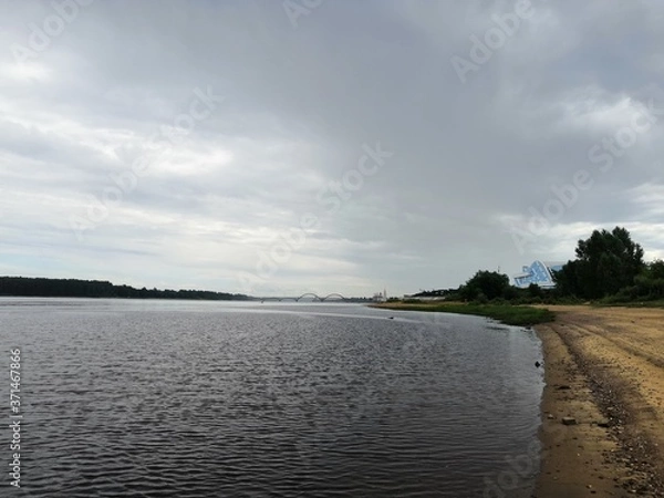 Fototapeta river and clouds