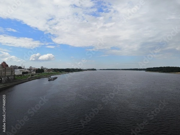 Fototapeta river and clouds