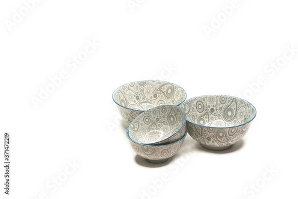 Obraz four ceramic jars with ornament decorative pattern isolated