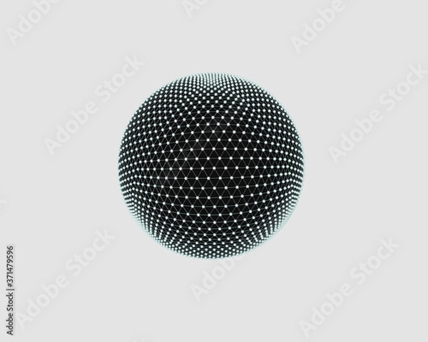 Fototapeta An black atomic array ball with small white balls