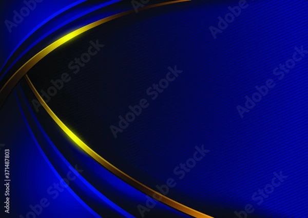 Fototapeta Abstract background in dark blue tones arranged in layers with golden curves. vector