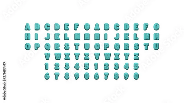 Fototapeta written by individual letters on the wall by 3D rendering using a white background and casting shadow from top light