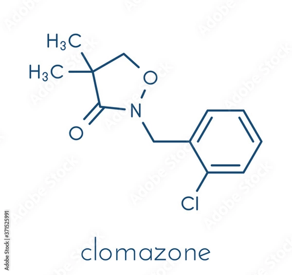 Fototapeta Clomazone herbicide molecule. Skeletal formula.