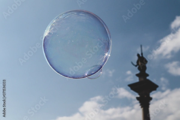 Fototapeta soap bubble with Sigismund's Column Monument