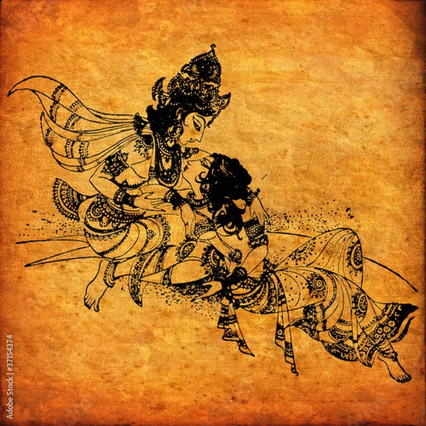 Obraz An old Radha Krishna paintings