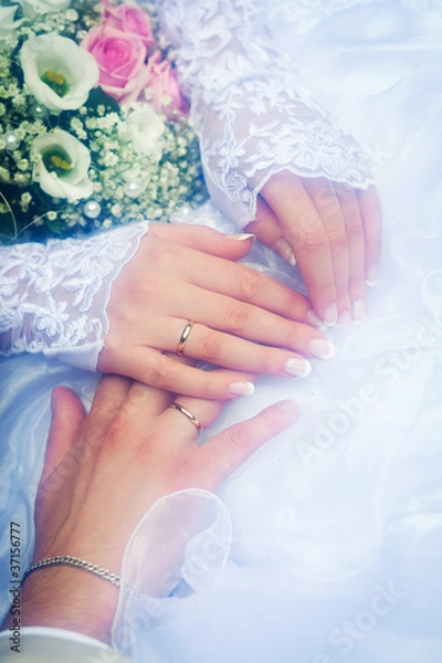 Obraz Couple hands on wedding