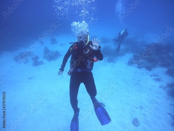 Obraz scuba diver waving