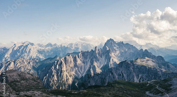 Obraz Panorama of rugged Cadini di Misurina mountains in Italian Dolomites