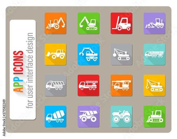 Fototapeta construction machinery icon set