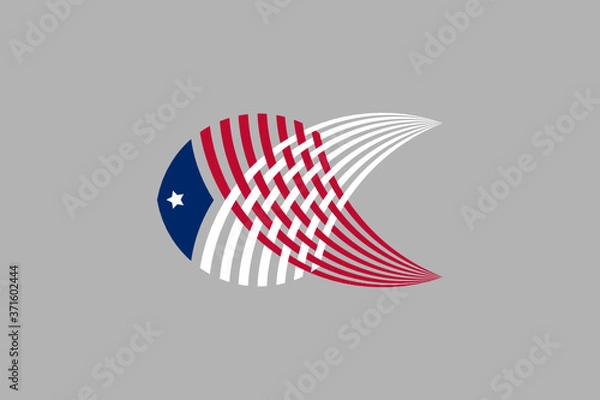 Fototapeta Vector Logo with fish illustration with american flag pattern.