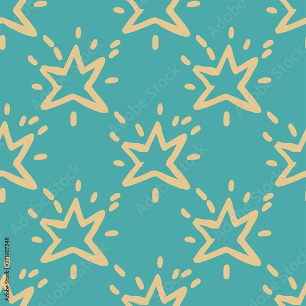 Fototapeta Seamless vector of cute star on pastel blue background for making many kinds of online or printed media