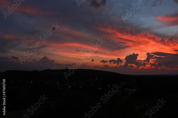 Fototapeta закат, цветы