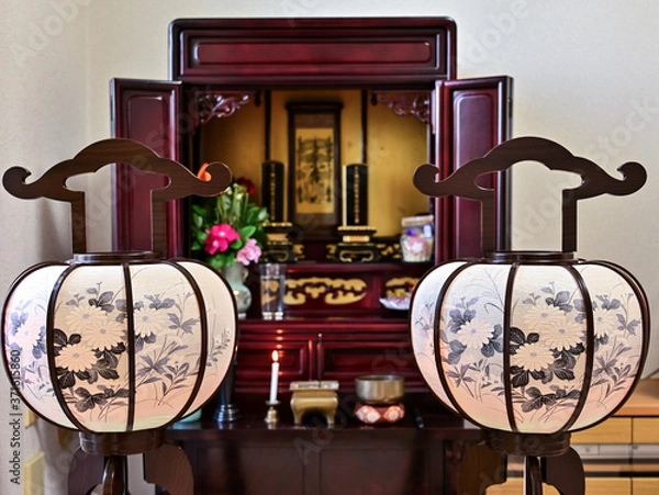 Fototapeta 盆提灯と仏壇
