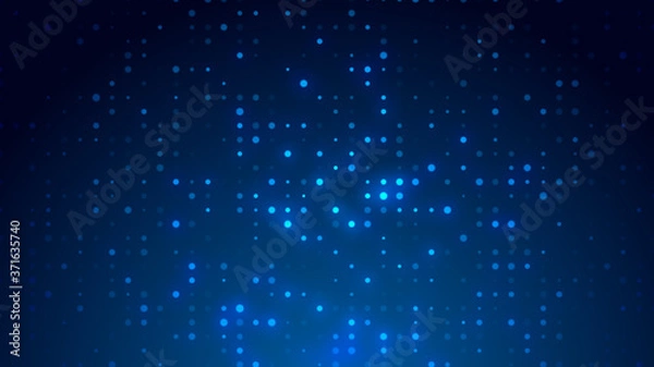 Fototapeta Dot  white blue pattern screen led light gradient texture background. Abstract  technology big data digital background. 3d rendering.
