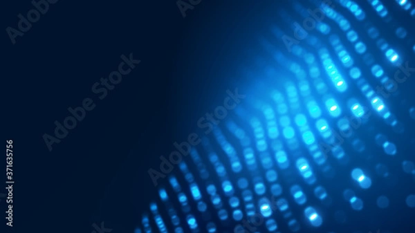 Fototapeta Dot blue wave light screen gradient texture background. Abstract ai technology big data digital background. 3d rendering.