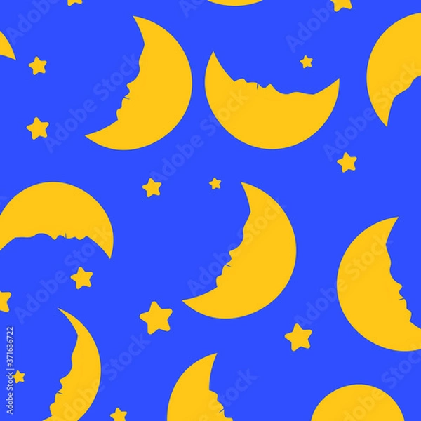 Obraz seamless pattern with stars and moon