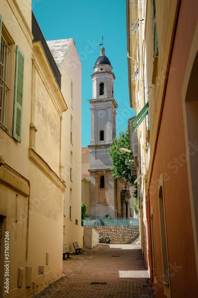 Obraz Menton, wonderful city of the cote-d‚ÄôAzur with its marine and architectures, in a sunny day with blue sky