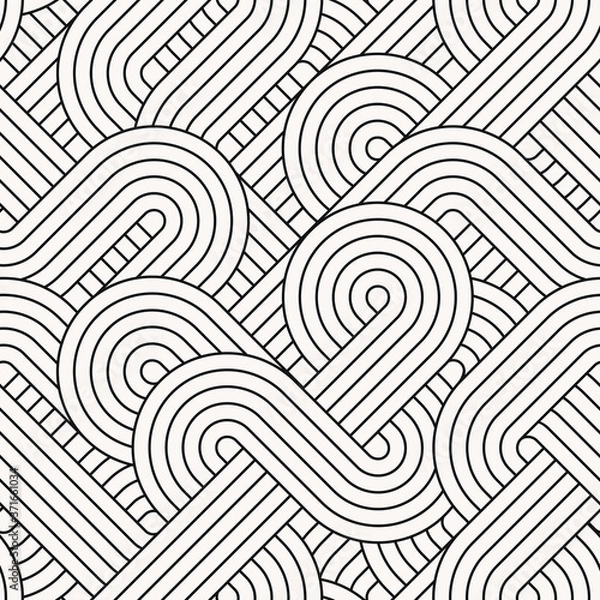 Fototapeta Seamless abstract retro lines pattern