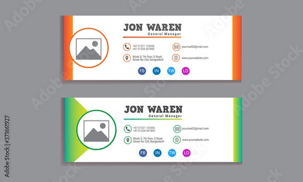 Fototapeta Email signature template flat and modern