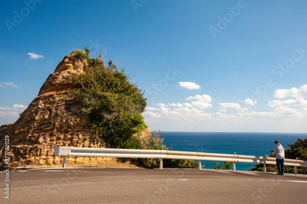 Obraz 種子島をひとり旅するアクティブシニアの男性