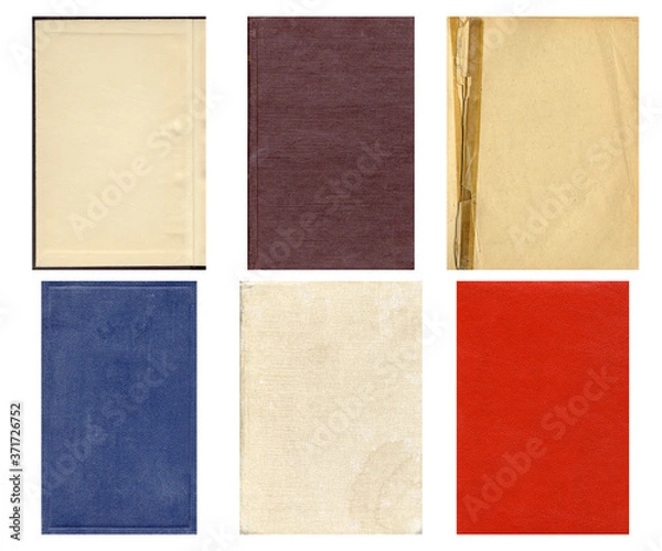 Fototapeta Paper and textile textures set. Blank old pages with rough faded surface. Perfect for background and vintage style design. Empty place for text.