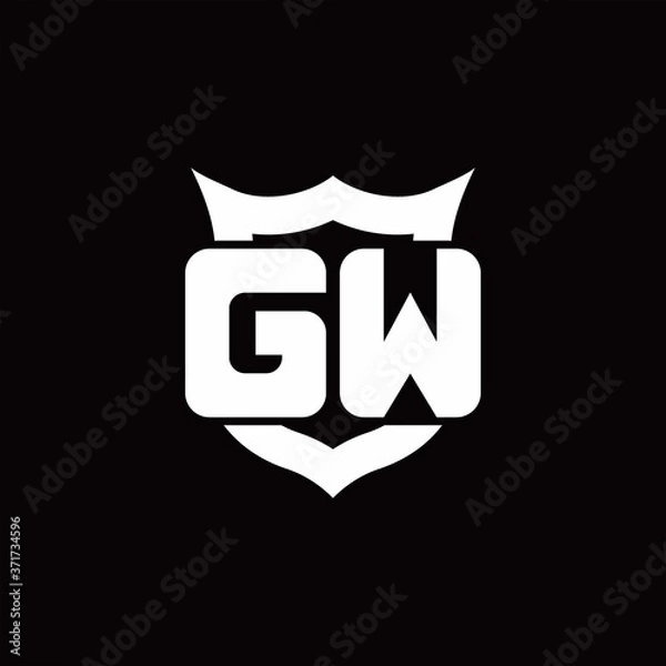 Fototapeta GW Logo monogram with shield around crown shape design template