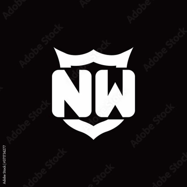 Fototapeta NW Logo monogram with shield around crown shape design template