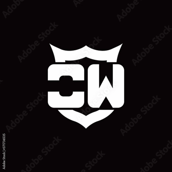 Fototapeta OW Logo monogram with shield around crown shape design template