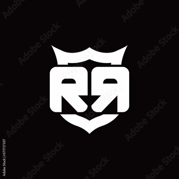 Fototapeta RR Logo monogram with shield around crown shape design template