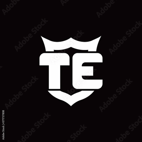 Fototapeta TE Logo monogram with shield around crown shape design template