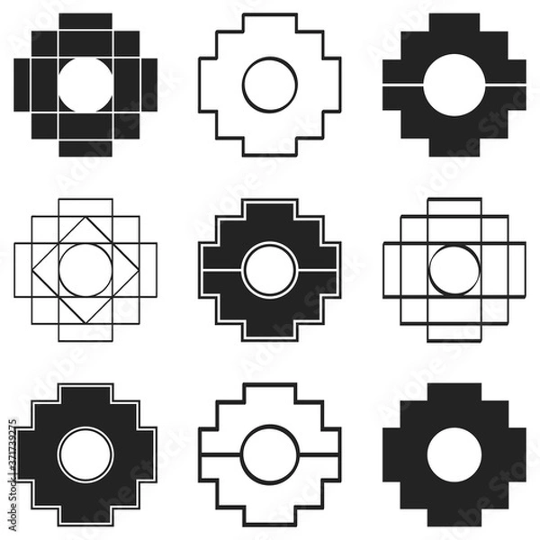 Fototapeta vector icons set with Inca Cross Chakana for your design