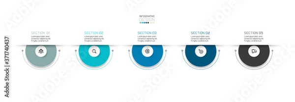 Obraz Design circle 5 sections for use study results such as explain to research results, advertising planning.infographic design.