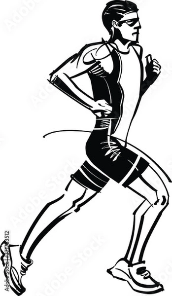 Fototapeta vector illustration of a running athlete