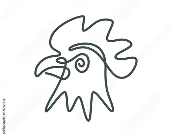 Obraz Abstract line rooster head vector logo 