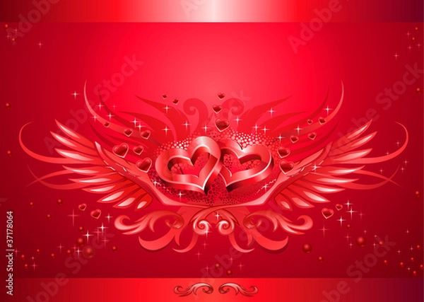 Obraz Winged hearts card