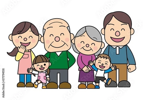 Obraz 笑顔の三世代家族