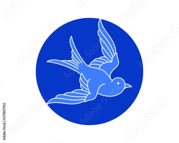 Fototapeta Flying swallow line logo image