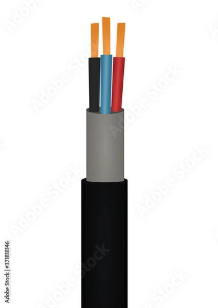 Obraz Three wire cable. vector illustration