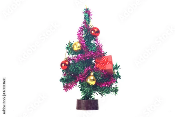 Obraz Christmas tree with gift ornament decoration on white background
