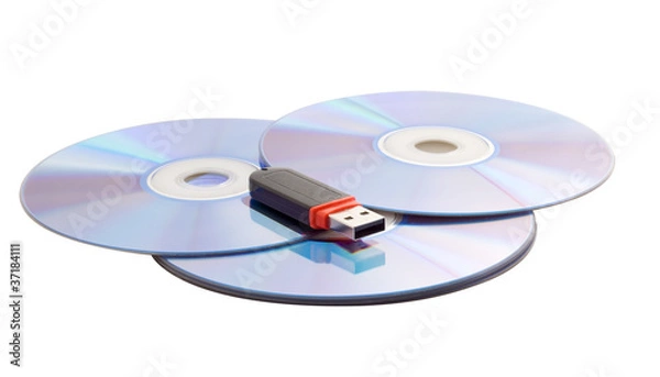 Fototapeta three CDs and USB flash drive