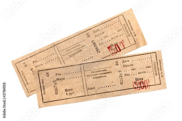 Fototapeta two tickets on white background